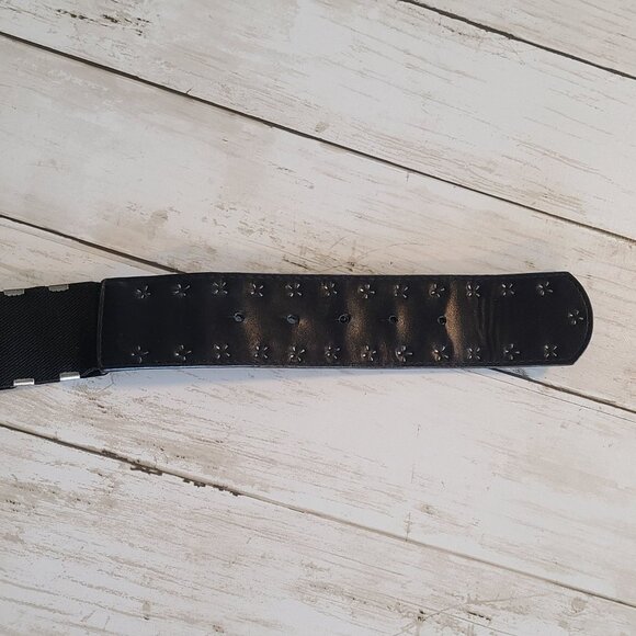 Vintage Hammered Metal Stretch Disc Belt Black Silver M/L Goth Rocker Viking - Picture 8 of 8